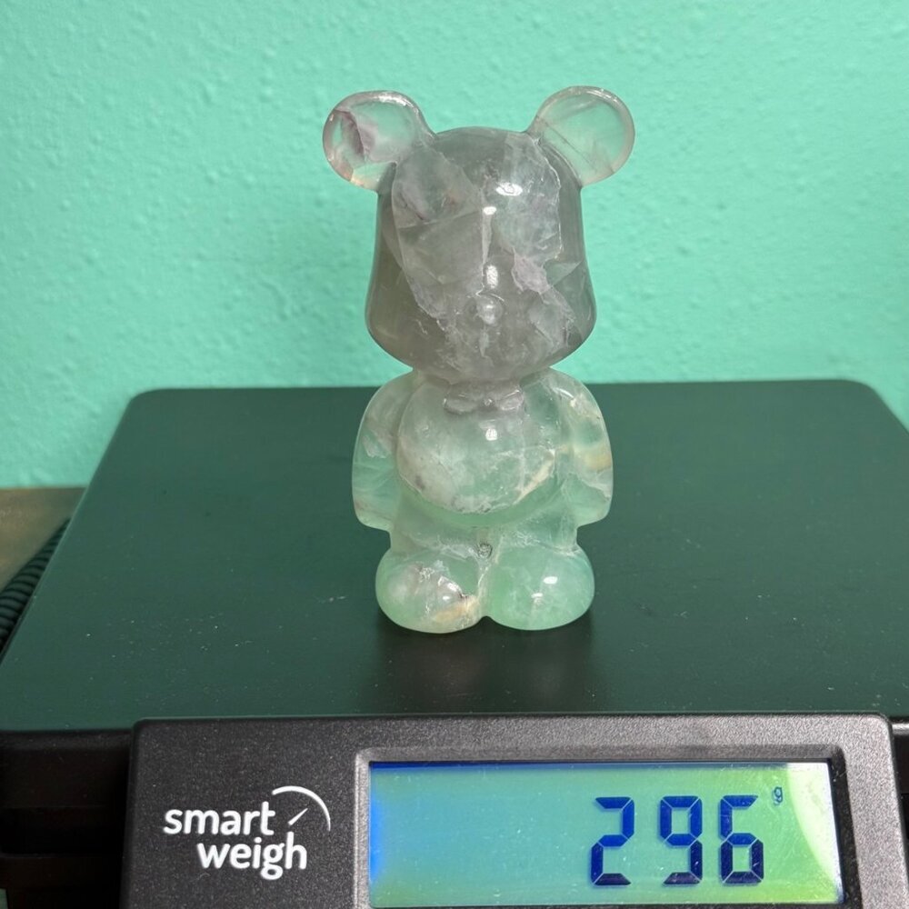 Natural Rainbow Fluorite Gummy Bear Hand Carved UVs Stone Crystal 4" 296g - Picture 12 of 12